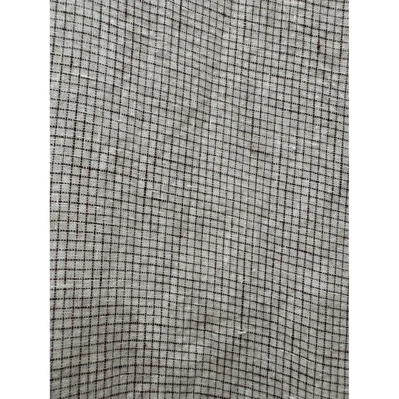 Eileen Fisher Grey Grid Check Linen Short Sleeve Button Down Shirt Size Large - Picture 9 of 10